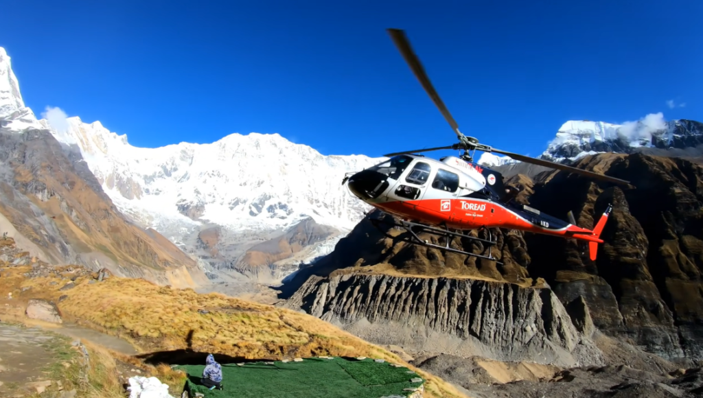 Sunrise at ABC and helicopter to Pokhara